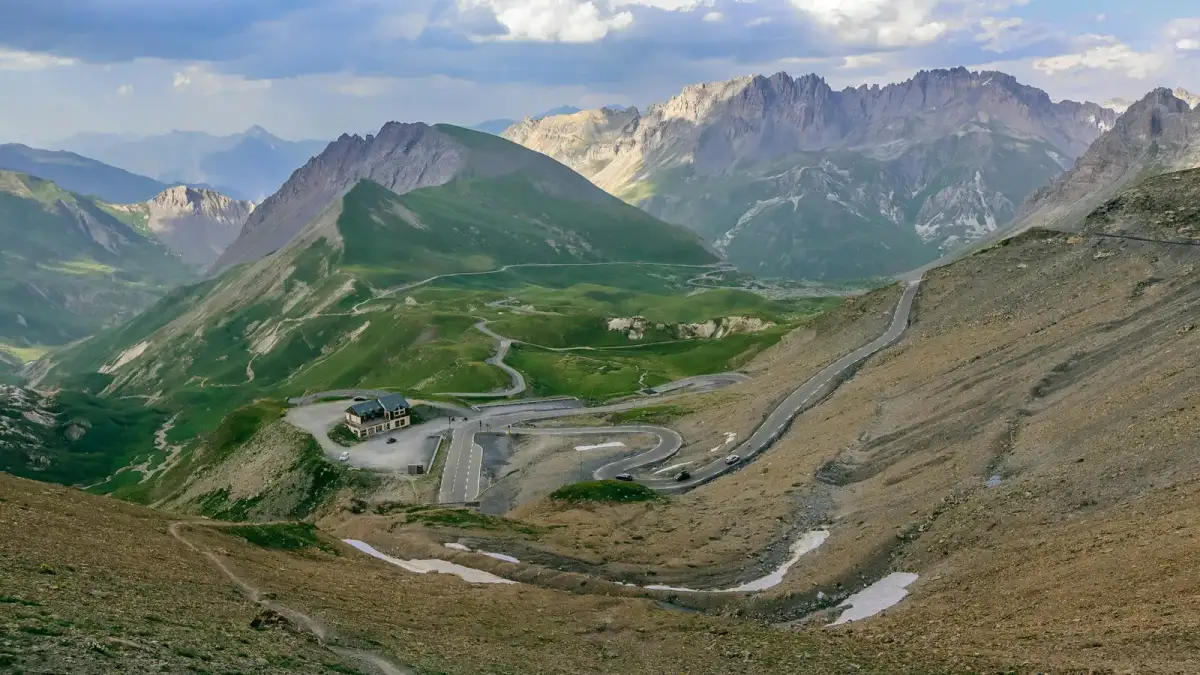 A road through a high valley in the French Alps
